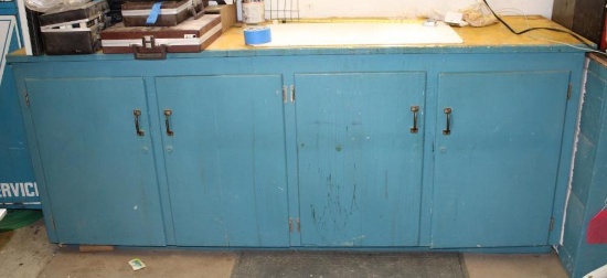 4-Door Wood Shop Cabinet and Inside Contents