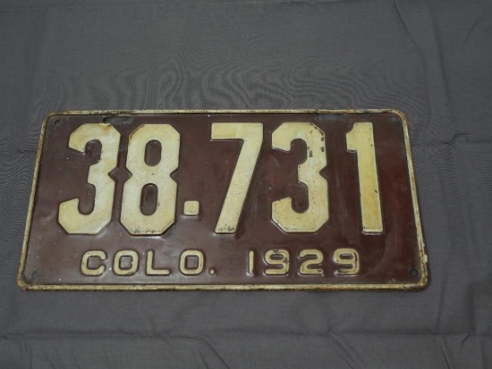 1929 Single Colorado License Plate!
