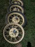 Four Model A Wheels with Three Tires