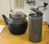 John Wright Cast Iron Kettle and Manual Ice Cream Maker Canister
