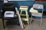 Metal Folding Writing Chair, Wood Stool, Mixed Lights, and More