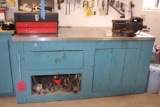 Steel-Topped Shop Cabinet and Contents