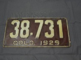 1929 Single Colorado License Plate!