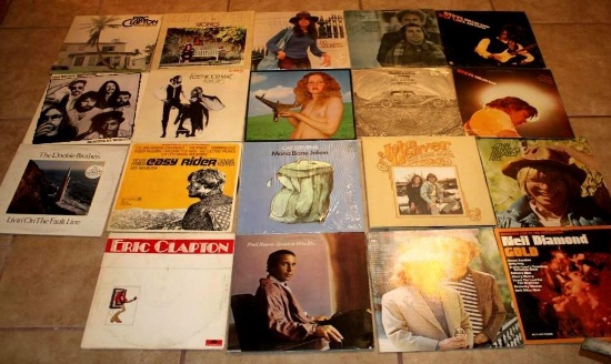 Collection of 19 Classic Folk and Rock Albums on 12" Vinyl
