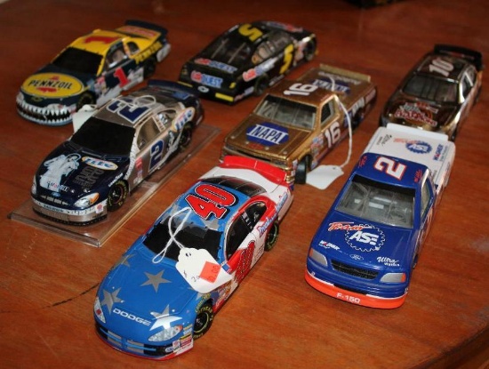 Seven Diecast Race Cars, Approximately 1:24 Scale