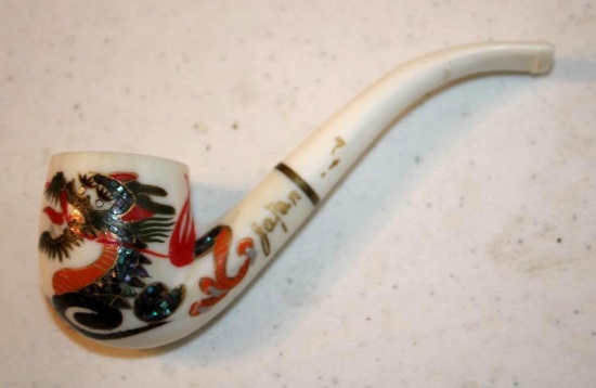 Abalone Inlay Dragon Japanese Tobacco Pipe