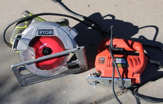 Ryobi 7.25" Circular Saw and Black and Decker Jig Saw