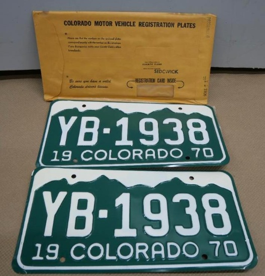 1970 Colorado License Plate Pair
