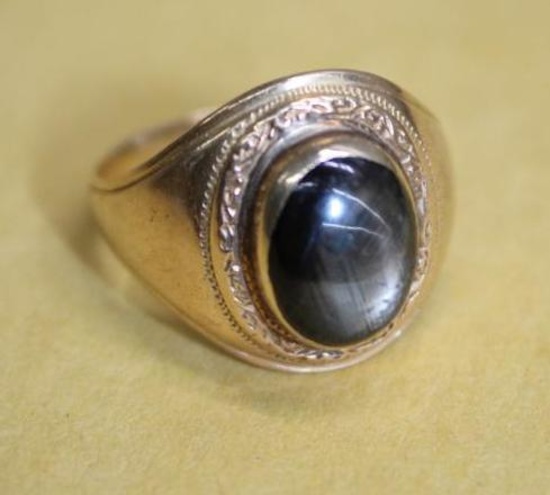 Gold and Star Sapphire Ring Artist-Made in Thailand