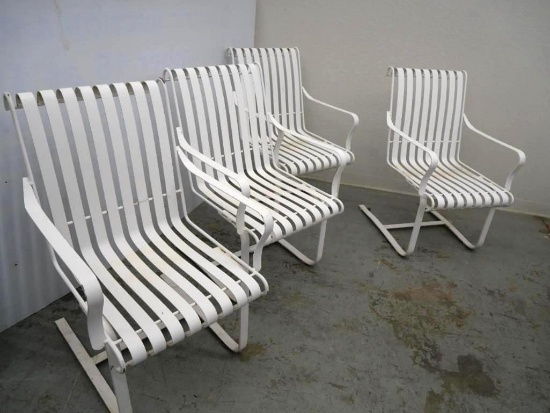 Four Vintage White Metal Rocking Chairs