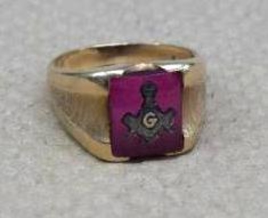 10K Gold Men's Masonic Ring (Size 10)