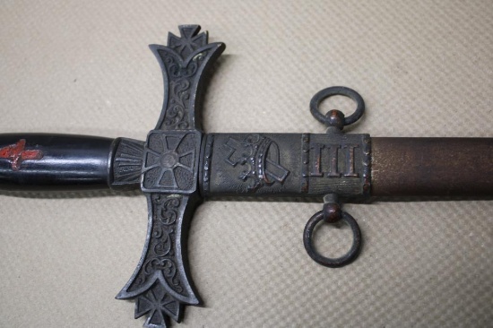 Antique Willett and Ruoff Ceremonial Masonic Sword with Scabbard