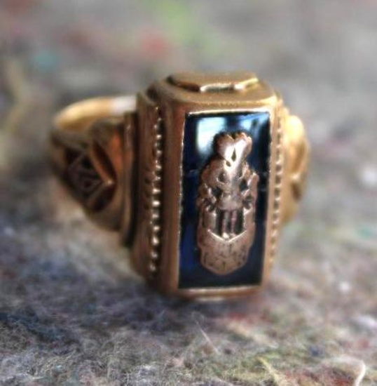 10K Gold Class Ring with Blue Gemstone