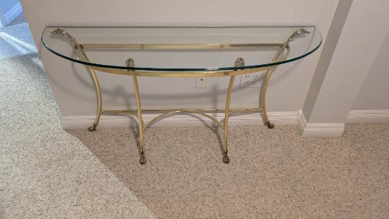 Glass and Brass Half Table