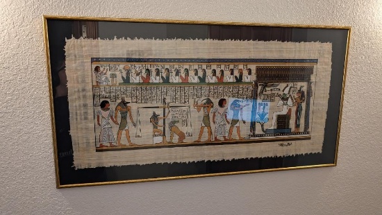 Framed Egyptian Papyrus Painting