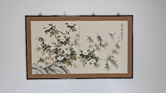 Quadruple Japanese Painted Screen