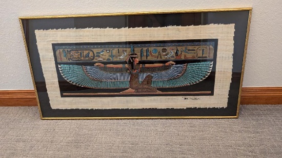 Framed Egyptian Papyrus Painting