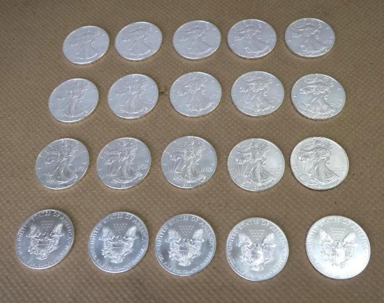 Twenty 2011 American Silver Eagle 1oz 999% Fine Silver Coins