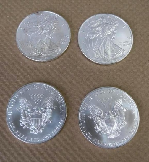 Four 2011 American Silver Eagle 1 oz 999% Fine Silver Coins #1