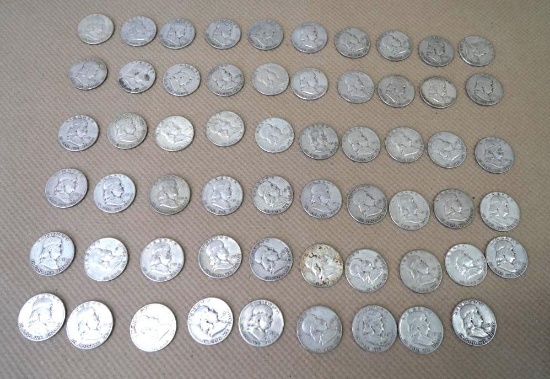 Fifty-Nine 1951 90% Silver Half Dollars