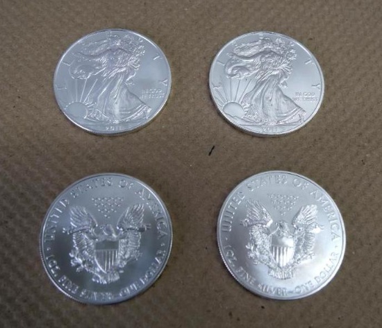 Four 2011 American Silver Eagle 1 oz 999% Fine Silver Coins #2