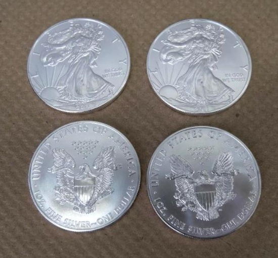Four 2011 American Silver Eagle 1 oz 999% Fine Silver Coins #4
