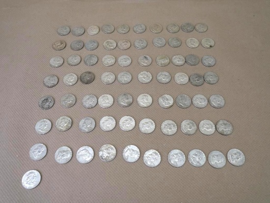 Seventy-One 1963 90% Silver Half Dollars