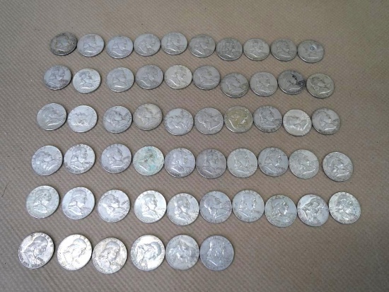 Fifty-Six 1962 90% Silver Half Dollars