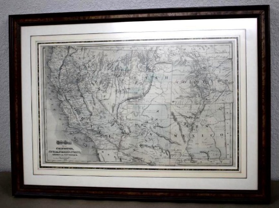 Framed Antique Gray's Atlas Map of the American West