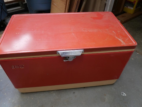 Vintage Red Metal Coleman Cooler