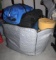 Pile of Camping Gear like Sleeping Bags, Tent, Canopy, and Bed Rolls