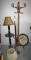 Wood and Brass Floor Lamps, Wood Coat Tree and Large Map Clock