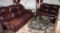 Brown Leather Sofa and Loveseat Set