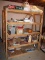 Large Wood Storage Shelf and Contents