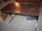 Two Adjustable Height Wood Tables with Steel Legs