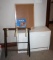 Shoe Storage Box with Shoes, Wood Luggage Rack, and Bulletin Board