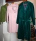 Green Velvet Lady's Belt Coat with Long Pink and Short Green Coats