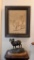 Bronzed Ram and Leather Tooled Framed Art