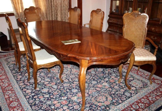 Exceptional Drexel Cabernet Long Dining Table with Six Chairs