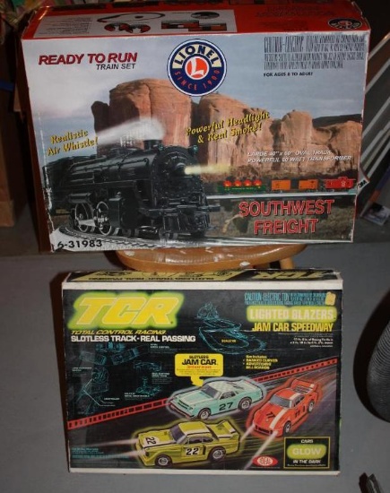 Lionel Ready To Run Train Set and TCR Slot Car Racing Set