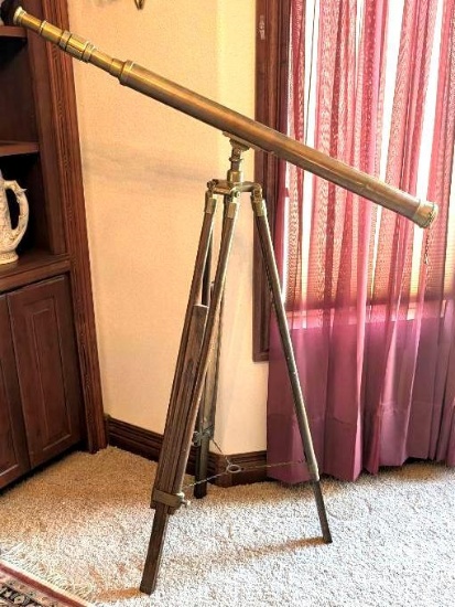 Brass Nautical Style Floor Telescope