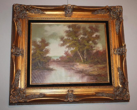 Gorgeous Original Oil on Canvas Landscape Signed Harlock