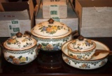 Nine Pieces New in Box Enameled, Gold-Plated Cookware by Asta, West Germany