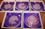 Five Pieces New Vivardi Crystal Art Engraving Plates New in Boxes