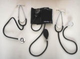 Two Medical Doctor's Stethoscopes and Blood Pressure Cuff