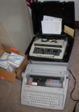 Brother Electronic Typewriter, Smith-Corona Typewriter in Case, and Panasonic Ribbons