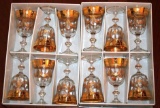 Set of 12 Cristaldekor Fine Gilded Crystal Goblets New in Boxes