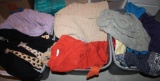 Three Bins of Mixed Women's Sweaters and More