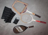 Mixed Wood and Fiber Racquets and Ankle Weights