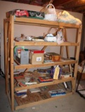 Large Wood Storage Shelf and Contents